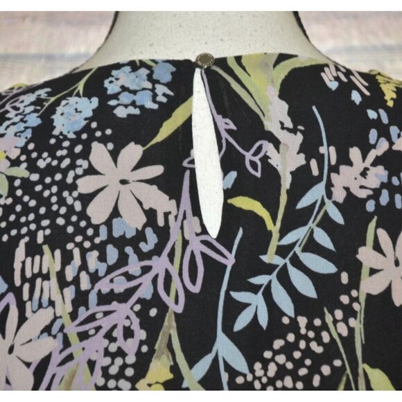 Calvin Klein Ladies Black Floral Blouse Top Size M Ruffled 3/4 Sleeves Career - Picture 10 of 14